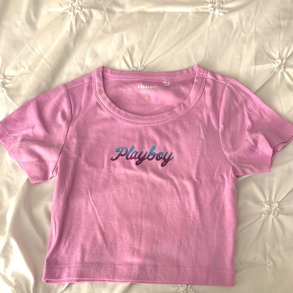 Playboy Pink Cropped Tee